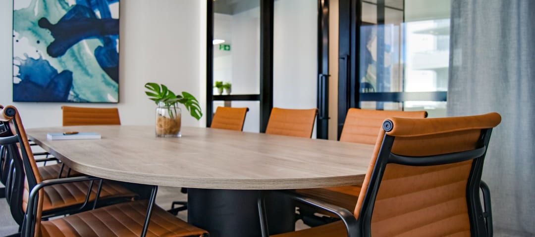 Photo of an empty boardroom table
