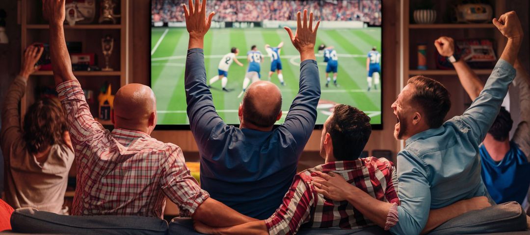 Group Watching Sports on TV