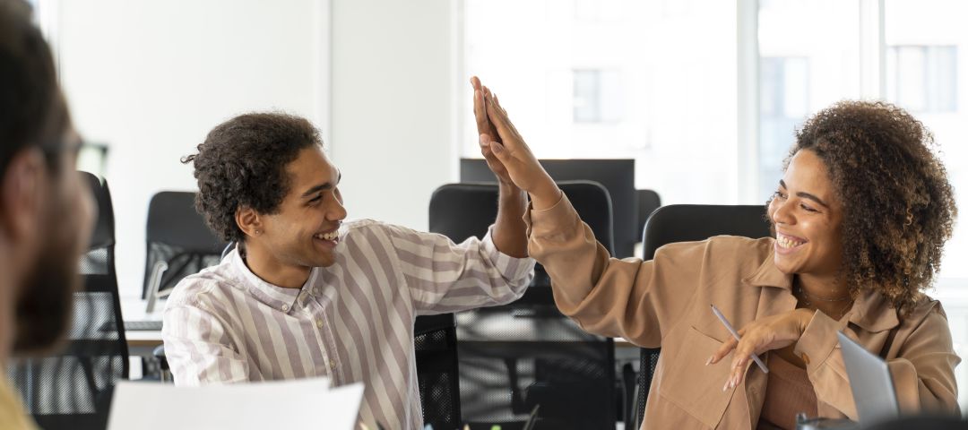 Office Coworkers Highfive